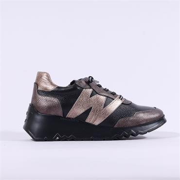 Wonders Kyoto Wedge Bungee Lace Trainer - Black Bronze